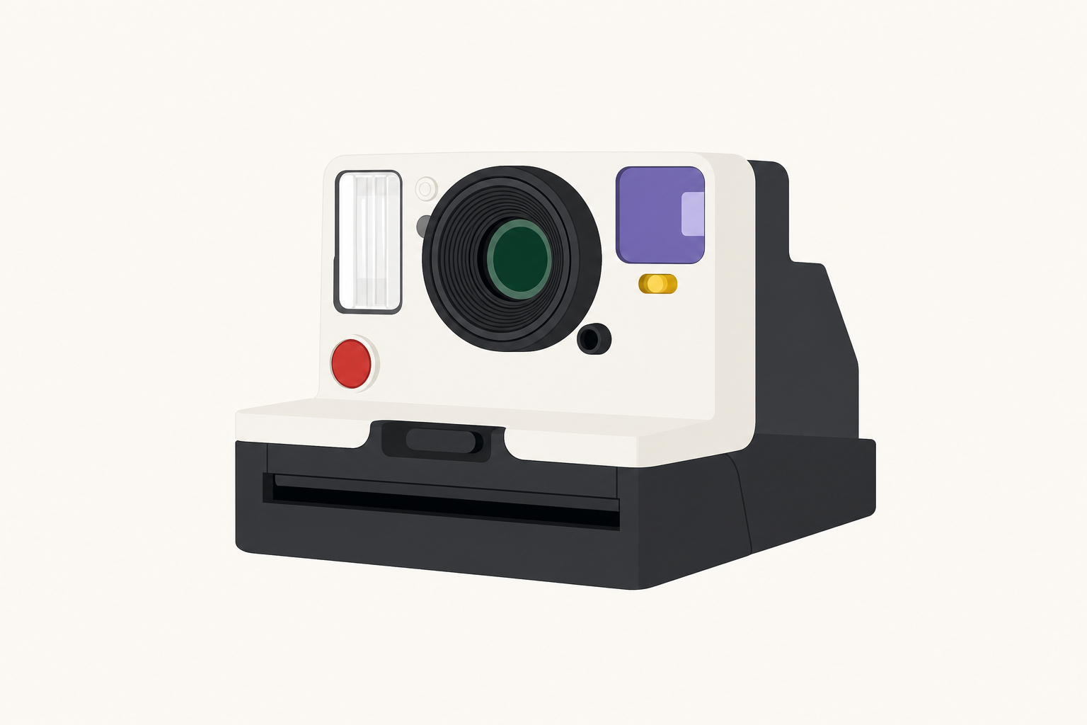 Flat-color design image of the instant camera